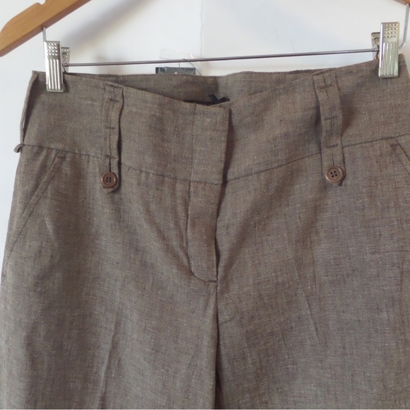 BCBGMAXAZRIA TABATHA Wide leg cuffed linen pants with belt Size 4 - Picture 7 of 13